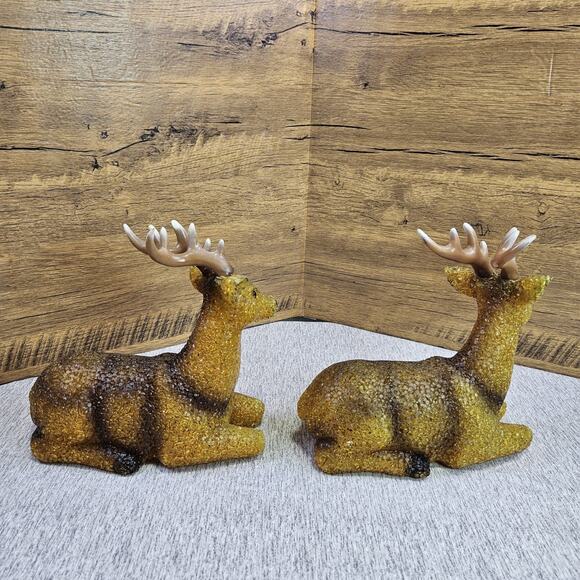 VTG 60s Melted Popcorn Plastic Holiday Buck Deer Set of 2 Christmas NO BULB/CORD - Picture 5 of 16